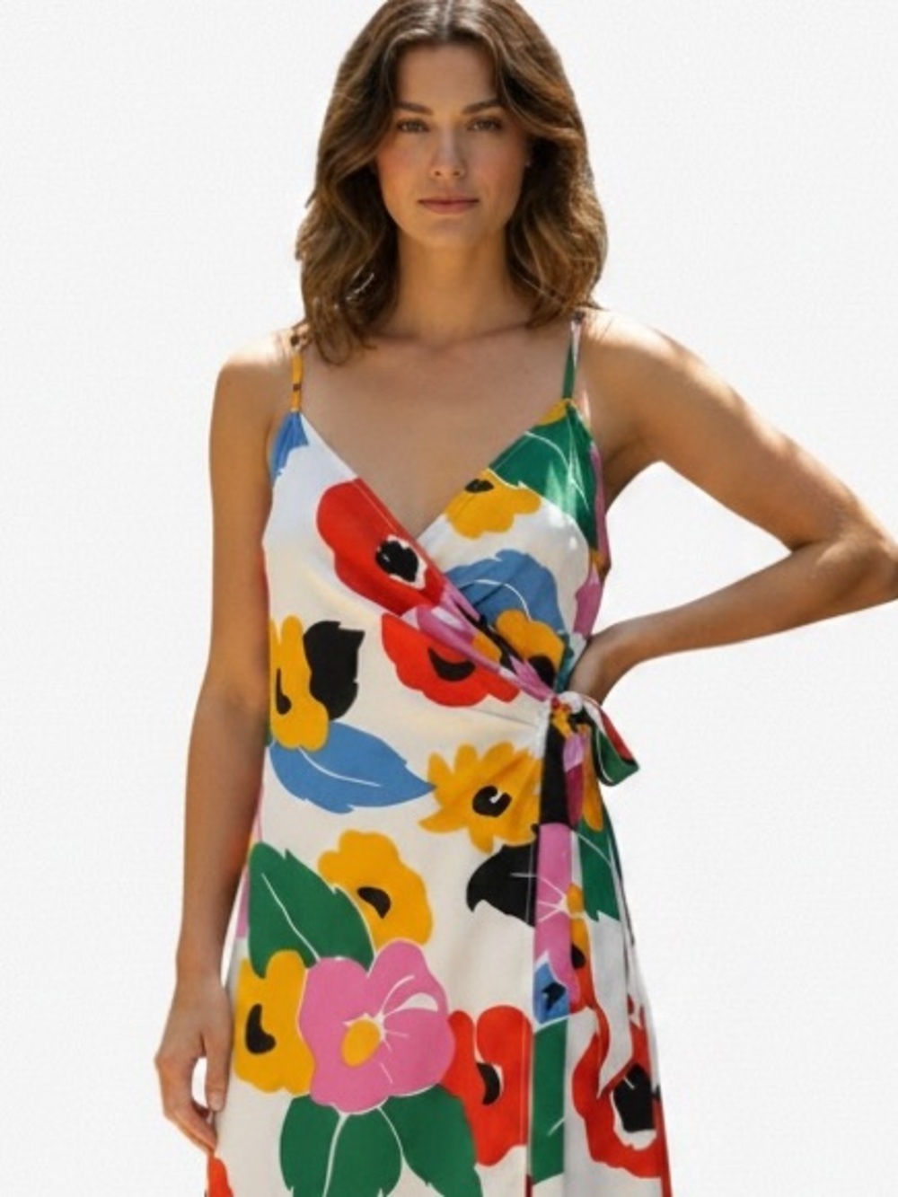 Show me your MuMu Say Jay Floral Wrap Dress Adjustable Straps Sz S | EUC